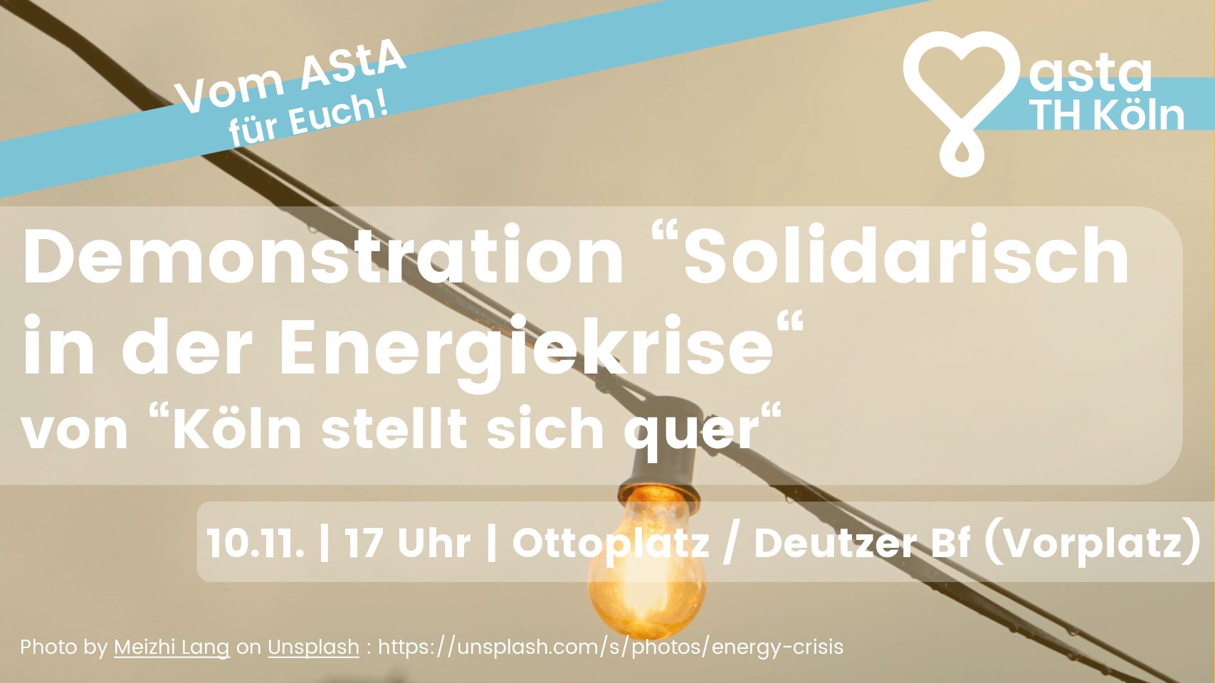Demonstration „Solidarisch in der Energiekrise“ von „Köln stellt sich quer“￼